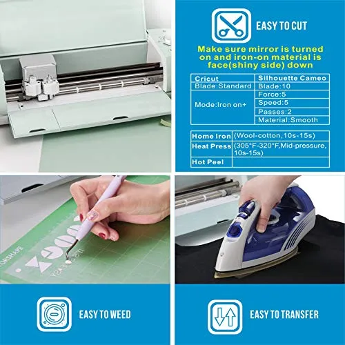 12" x 12ft Heat Transfer Vinyl Rolls, PU HTV Vinyl White for Shirts, Sooez Iron on Vinyl for All Cutter Machine, Easy to Cut & Weed for DIY Heat Vinyl Design, Matte Finish