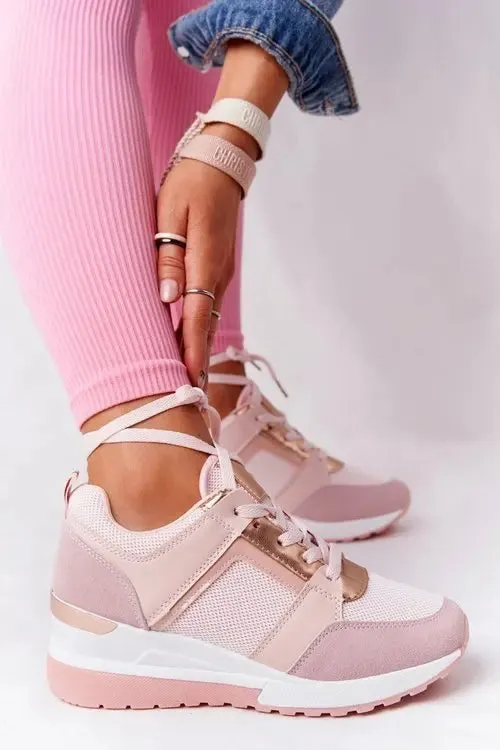 2022 Women Wedges Sneakers Lace-Up Breathable Sports Shoes Casual Platform Female Footwear Ladies Vulcanized Shoes Zapatillas