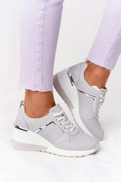 2022 Women Wedges Sneakers Lace-Up Breathable Sports Shoes Casual Platform Female Footwear Ladies Vulcanized Shoes Zapatillas