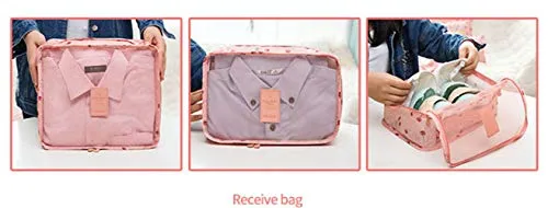 7Pcs Waterproof Travel Storage Bags Clothes Packing Cube Luggage Organizer Pouch(Pink cherry)