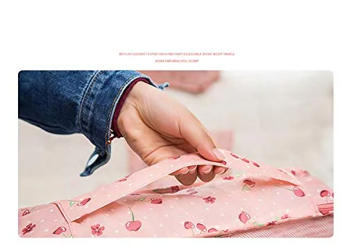 7Pcs Waterproof Travel Storage Bags Clothes Packing Cube Luggage Organizer Pouch(Pink cherry)