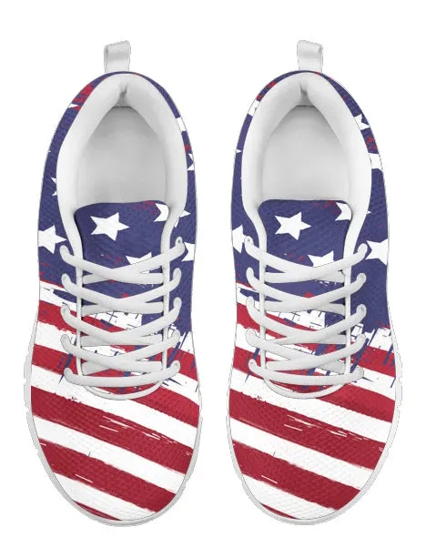 American Flag White Women's Athletic Sneakers