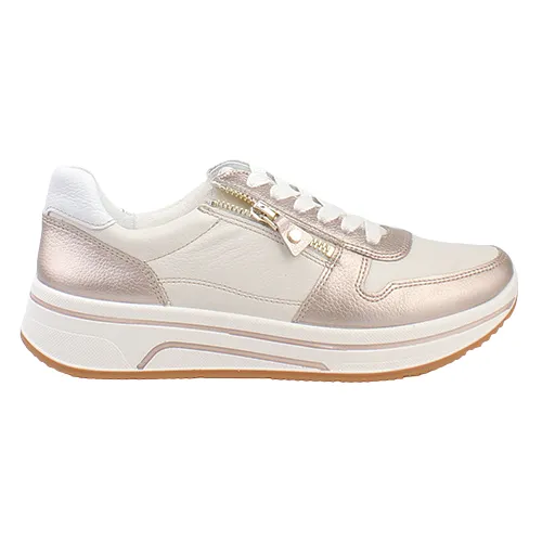 Ara Ladies Wide Fit Trainers - 27540-07 - Cream Gold