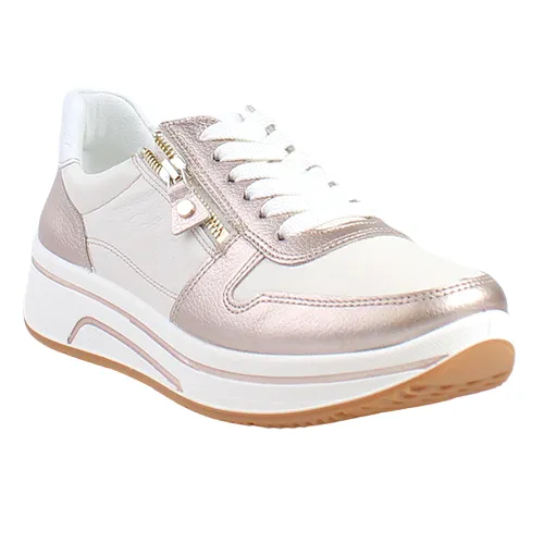 Ara Ladies Wide Fit Trainers - 27540-07 - Cream Gold