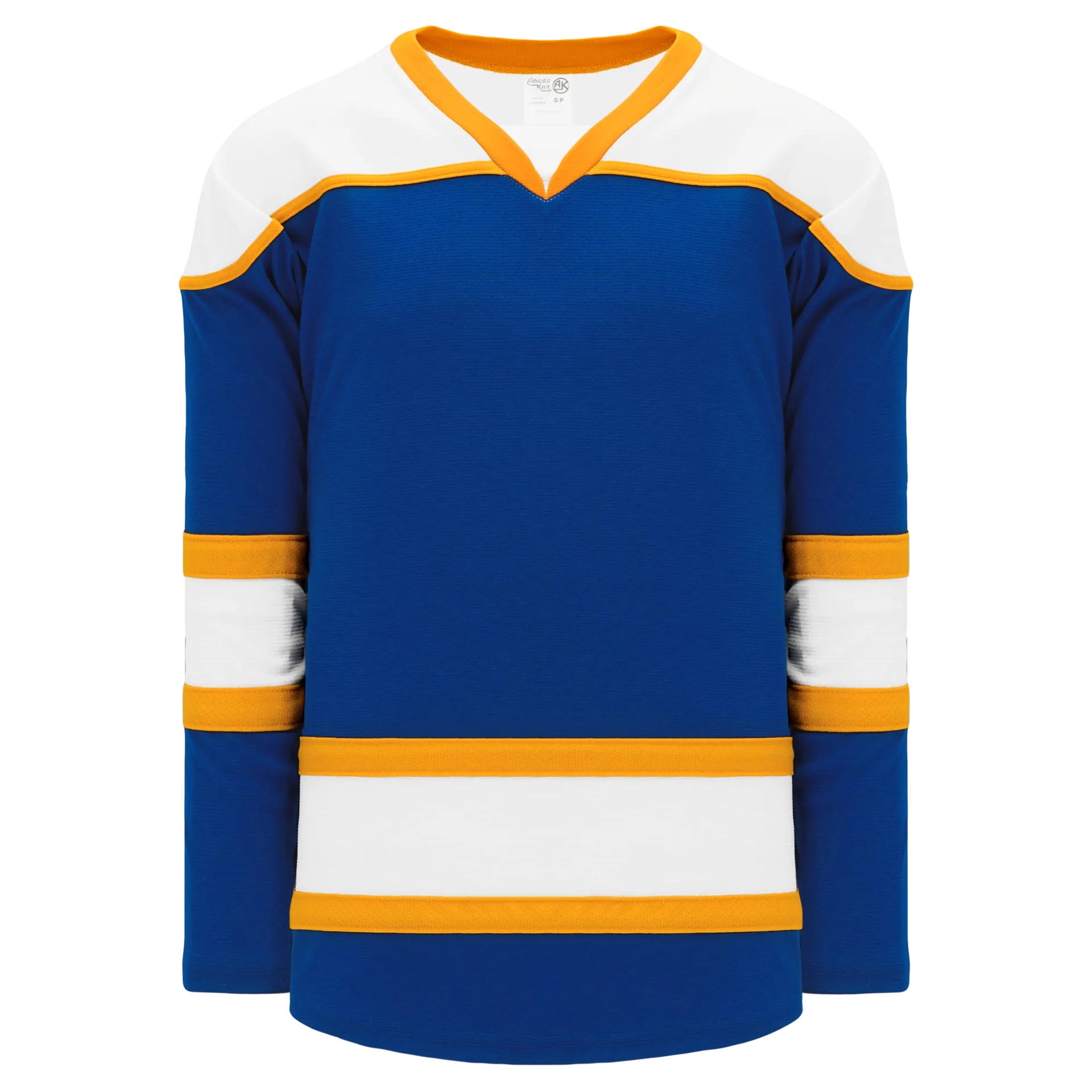 Athletic Knit (AK) H7500A-447 Adult Royal Blue/White/Gold Select Hockey Jersey