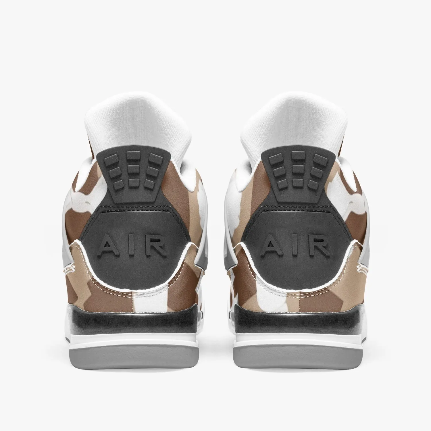 Baskets de basket-ball AJ4 semelle grise "Motif militaire marron" (699)