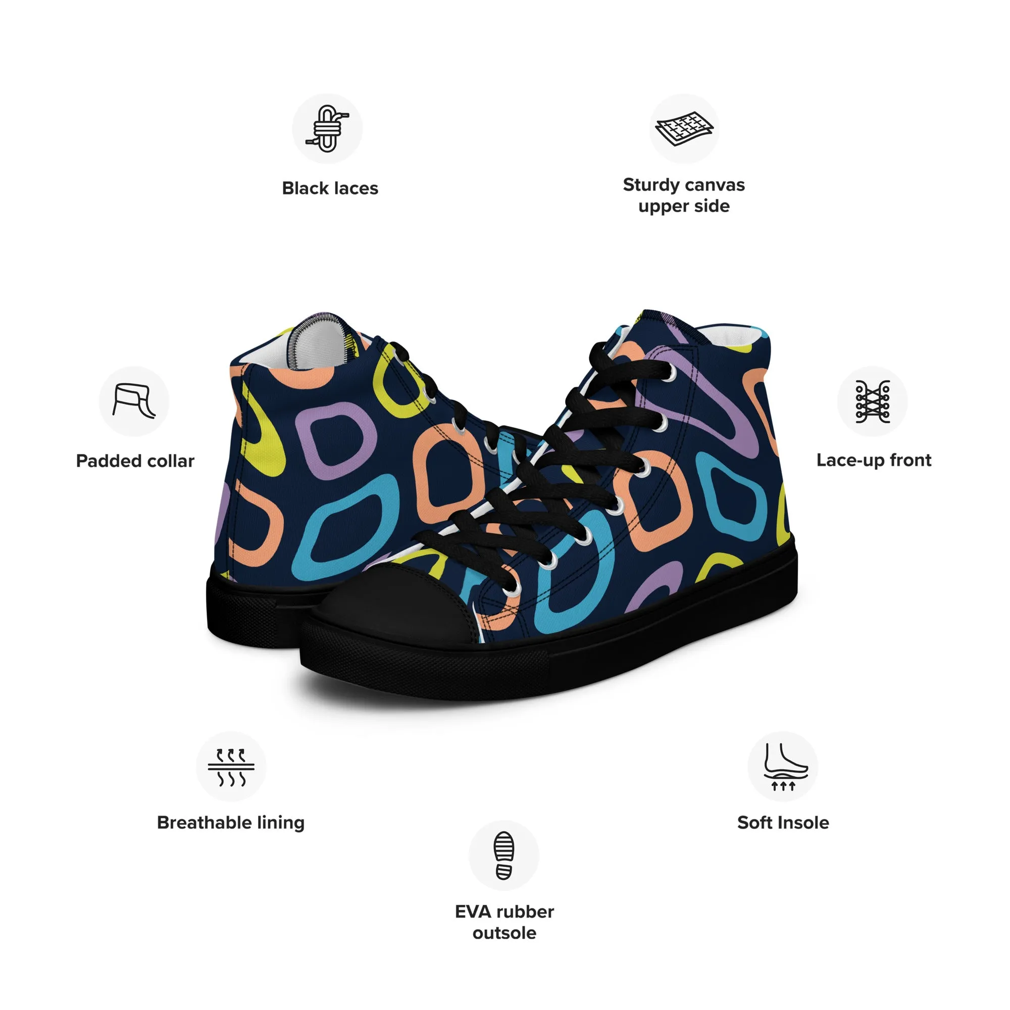 Baskets hautes en toile homme "Alvéoles multicolores"