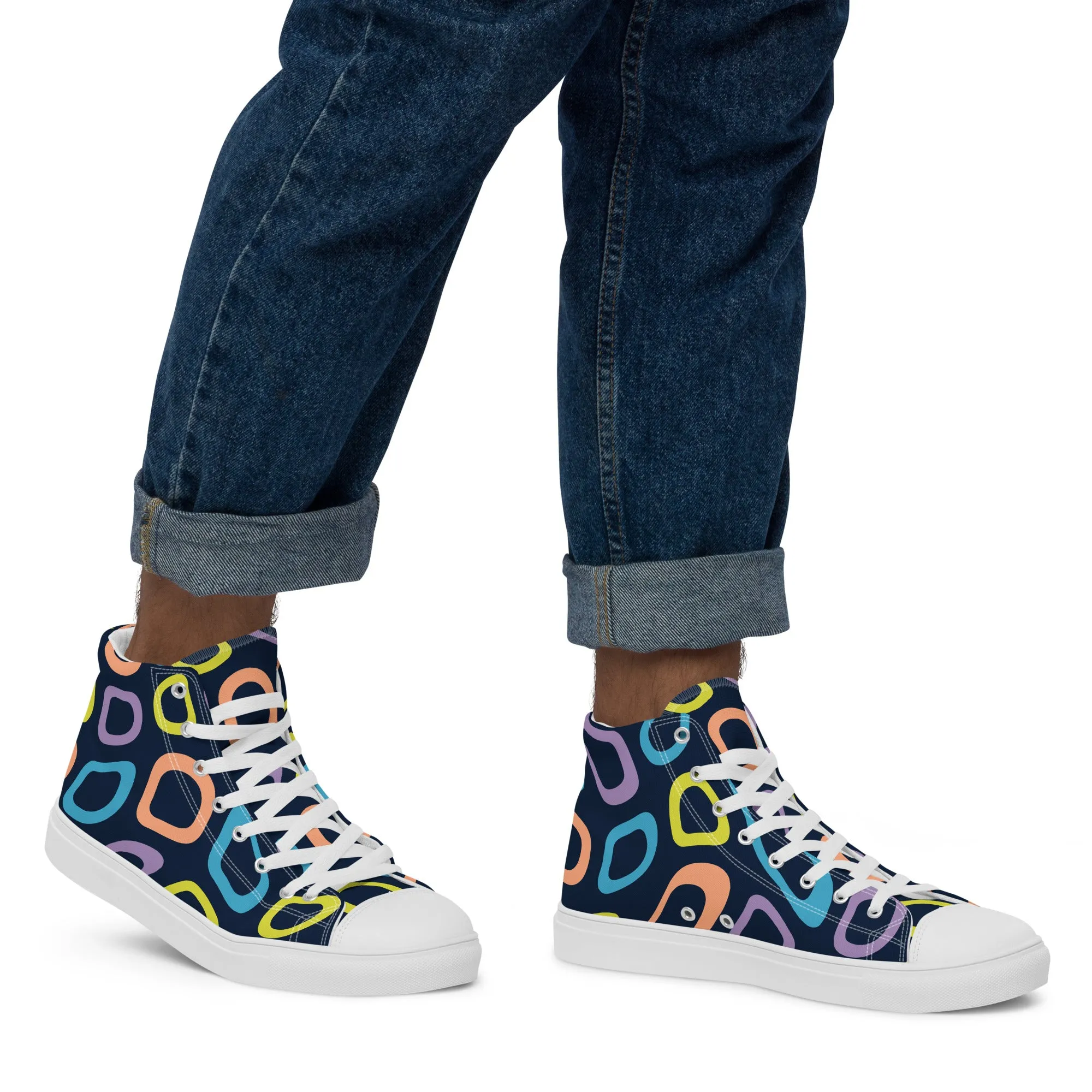 Baskets hautes en toile homme "Alvéoles multicolores"