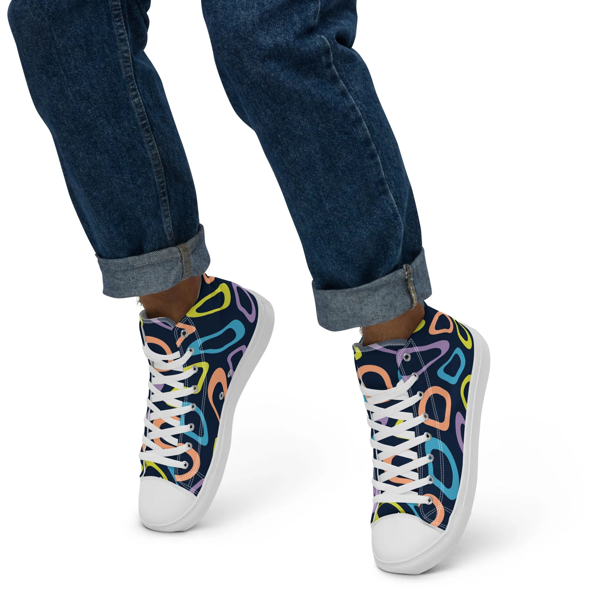 Baskets hautes en toile homme "Alvéoles multicolores"