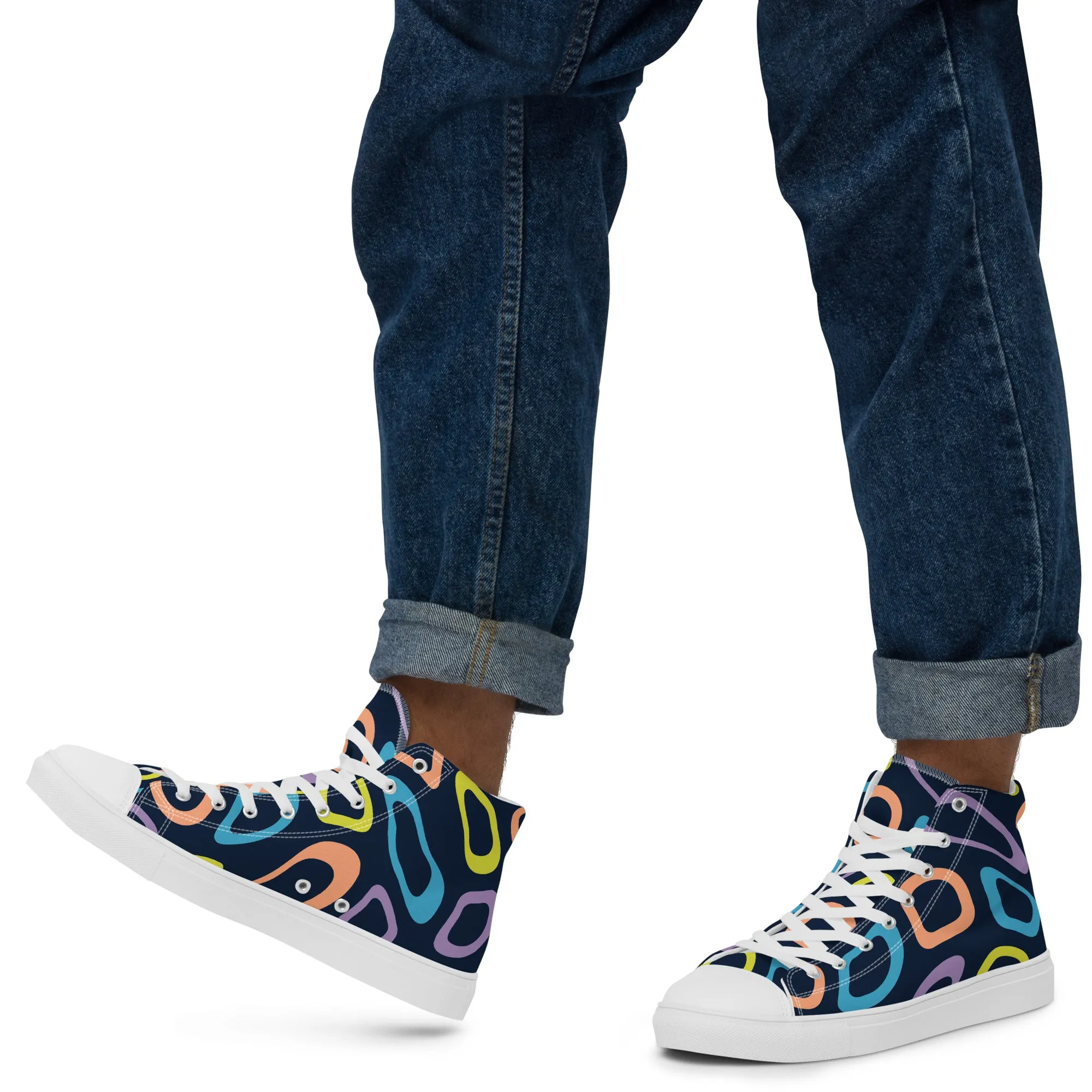 Baskets hautes en toile homme "Alvéoles multicolores"