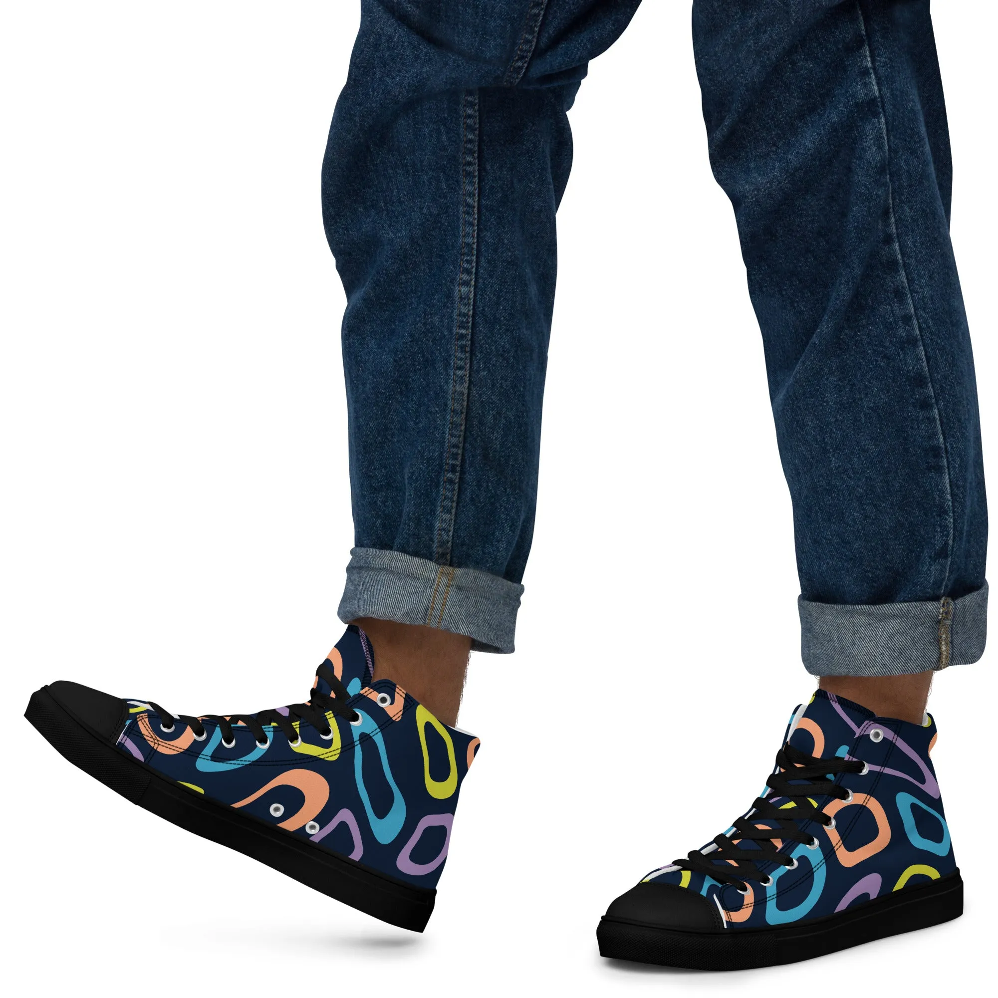 Baskets hautes en toile homme "Alvéoles multicolores"
