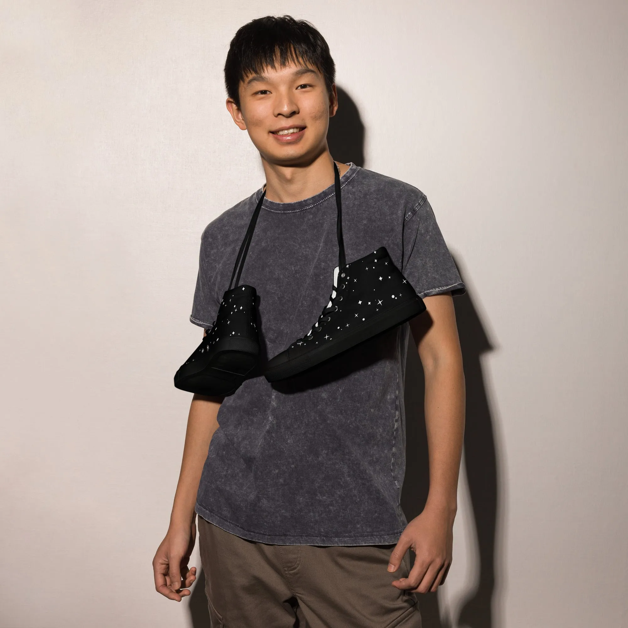 Baskets hautes en toile homme "Etoiles"