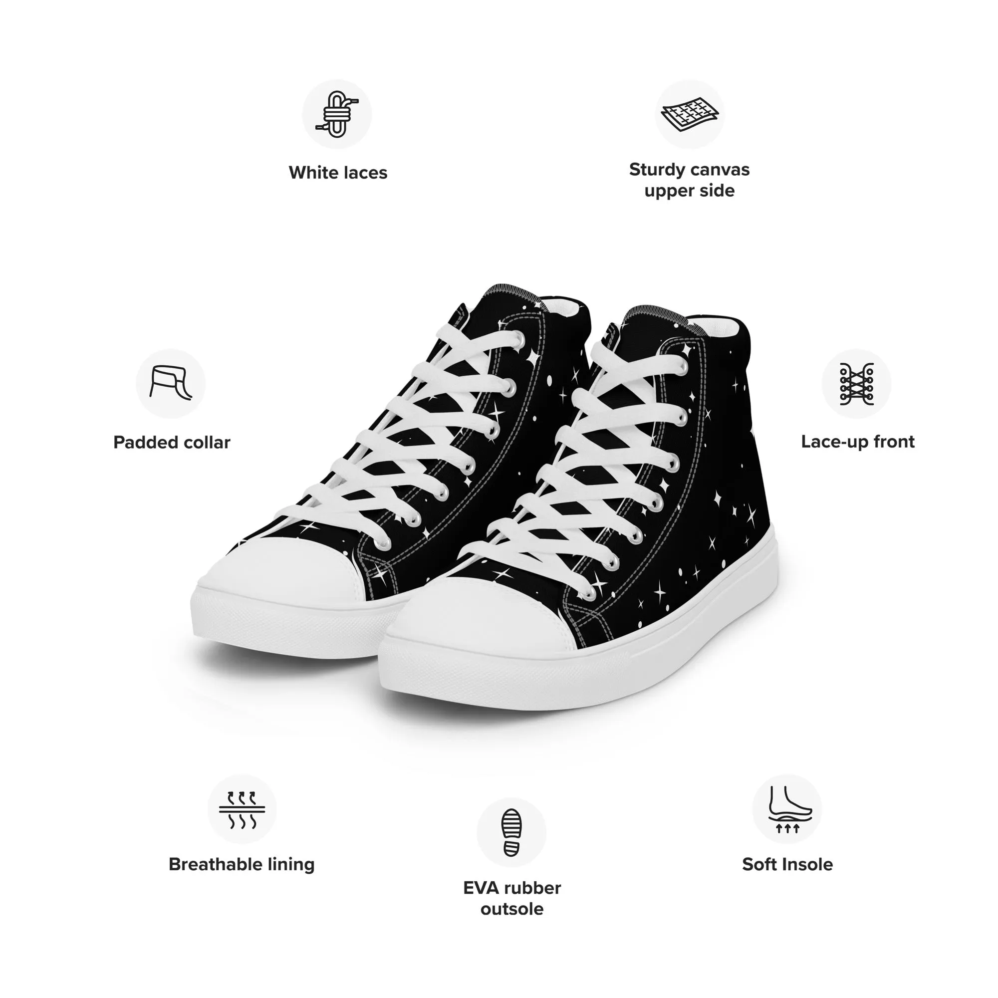 Baskets hautes en toile homme "Etoiles"