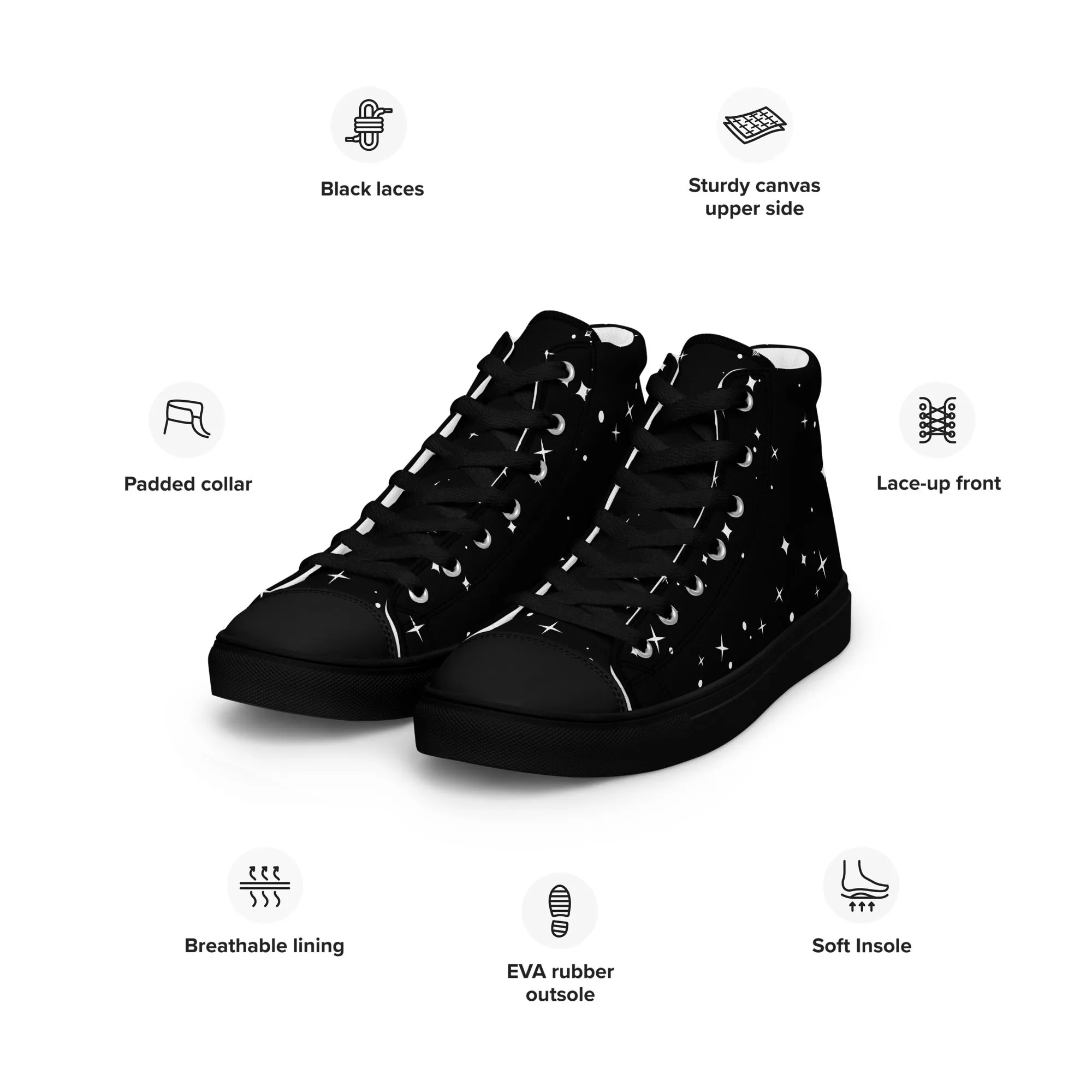 Baskets hautes en toile homme "Etoiles"