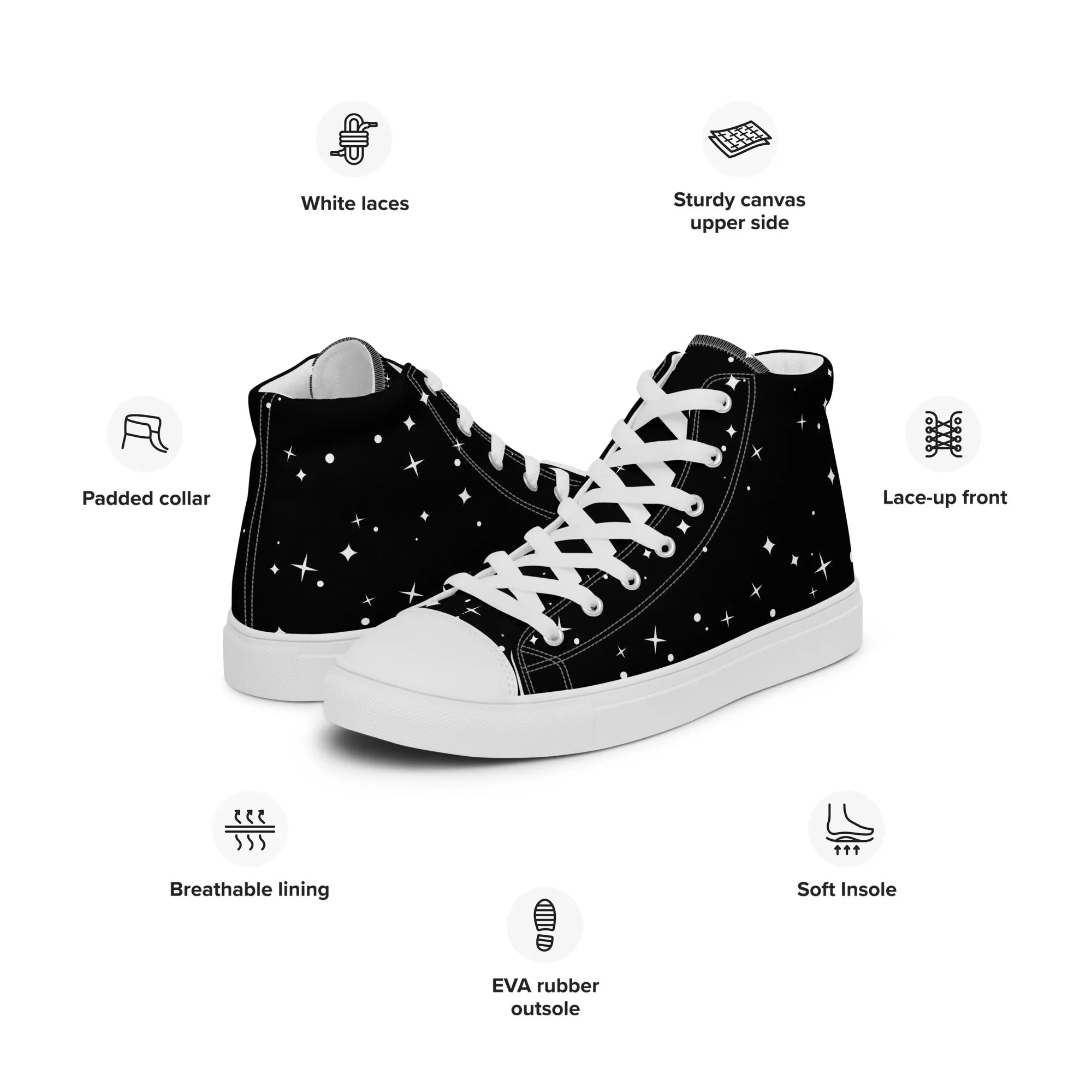 Baskets hautes en toile homme "Etoiles"