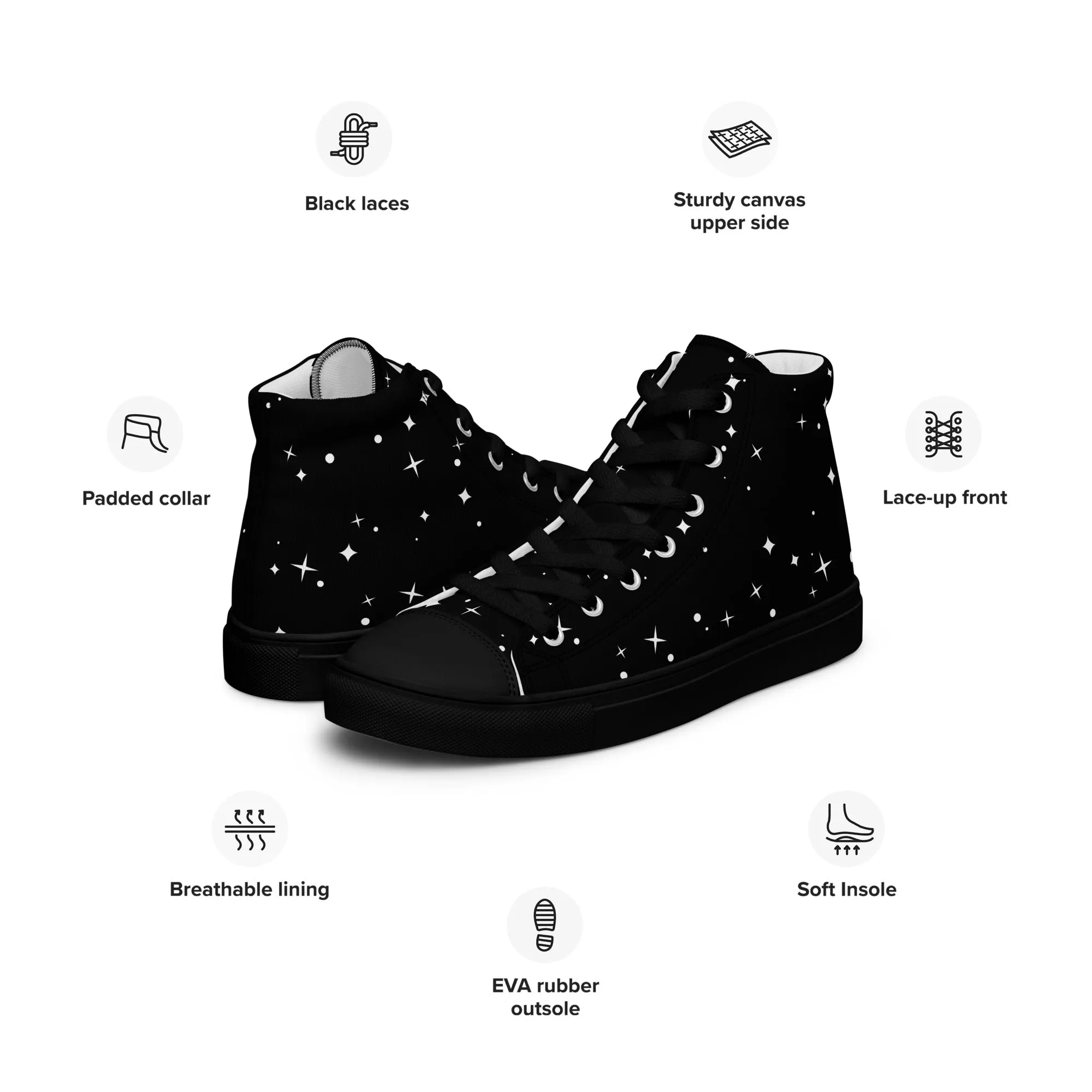 Baskets hautes en toile homme "Etoiles"
