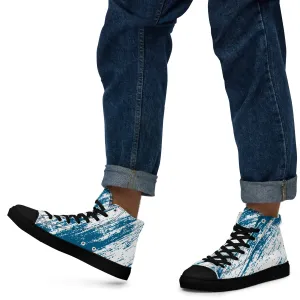 Baskets hautes en toile homme "Hachures bleues" Baskets hautes en toile homme "Hachures bleues"