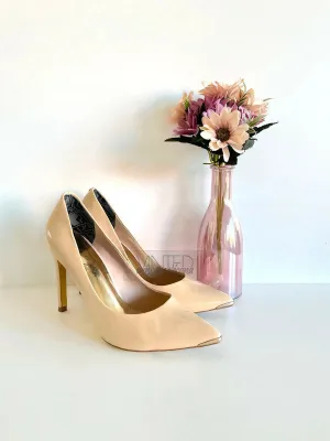 Beige Stiletto Lack Pumps