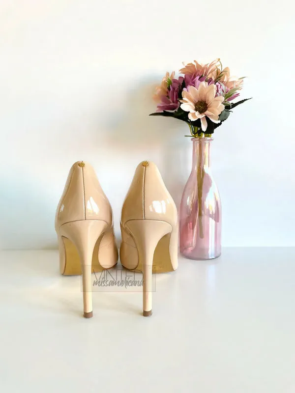 Beige Stiletto Lack Pumps