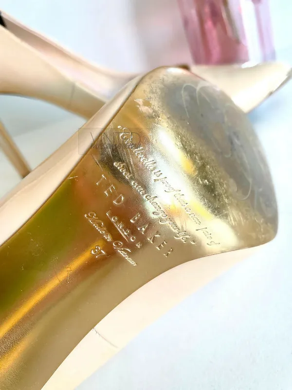 Beige Stiletto Lack Pumps