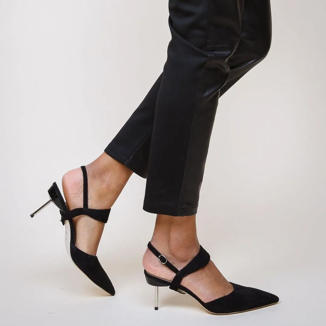 Black Suede Stiletto   Elsie Strap