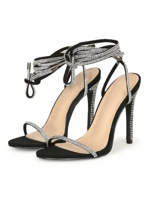 Black Womens Stiletto Heel Sandals