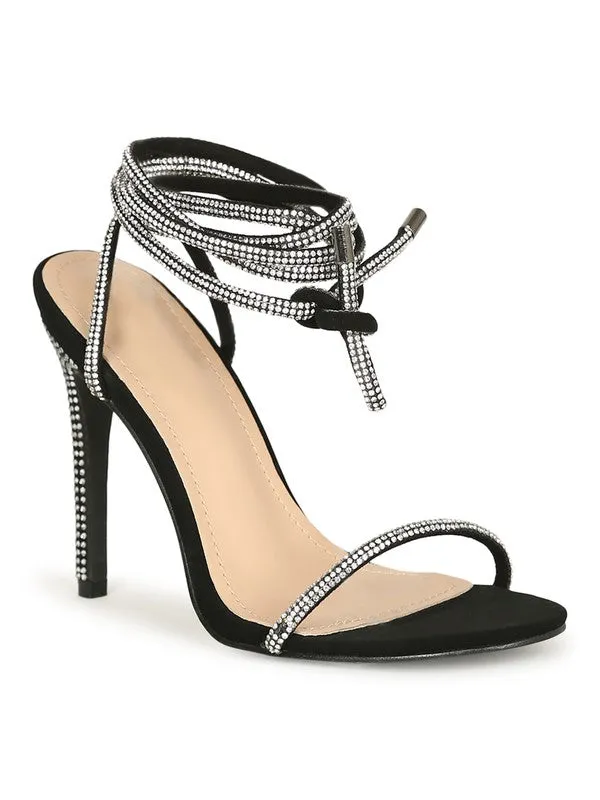 Black Womens Stiletto Heel Sandals