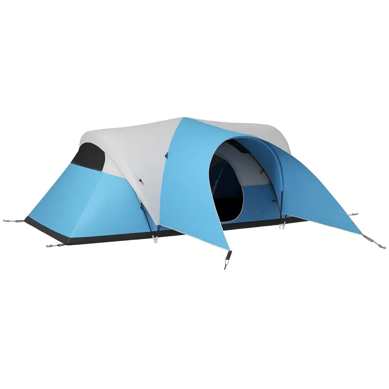 Blue 3000mm Waterproof Camping Tent for 5-6 People with Porch and Groundsheet