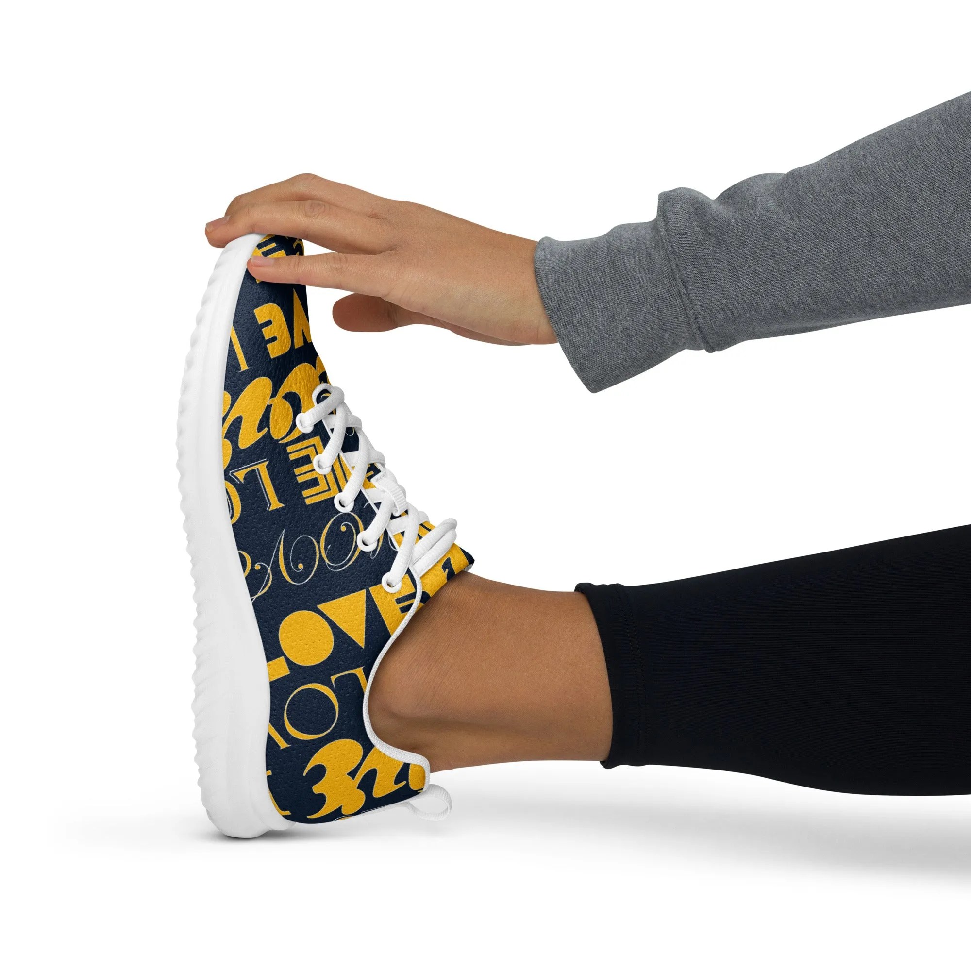 Blue & Gold Love Print Women’s athletic shoes