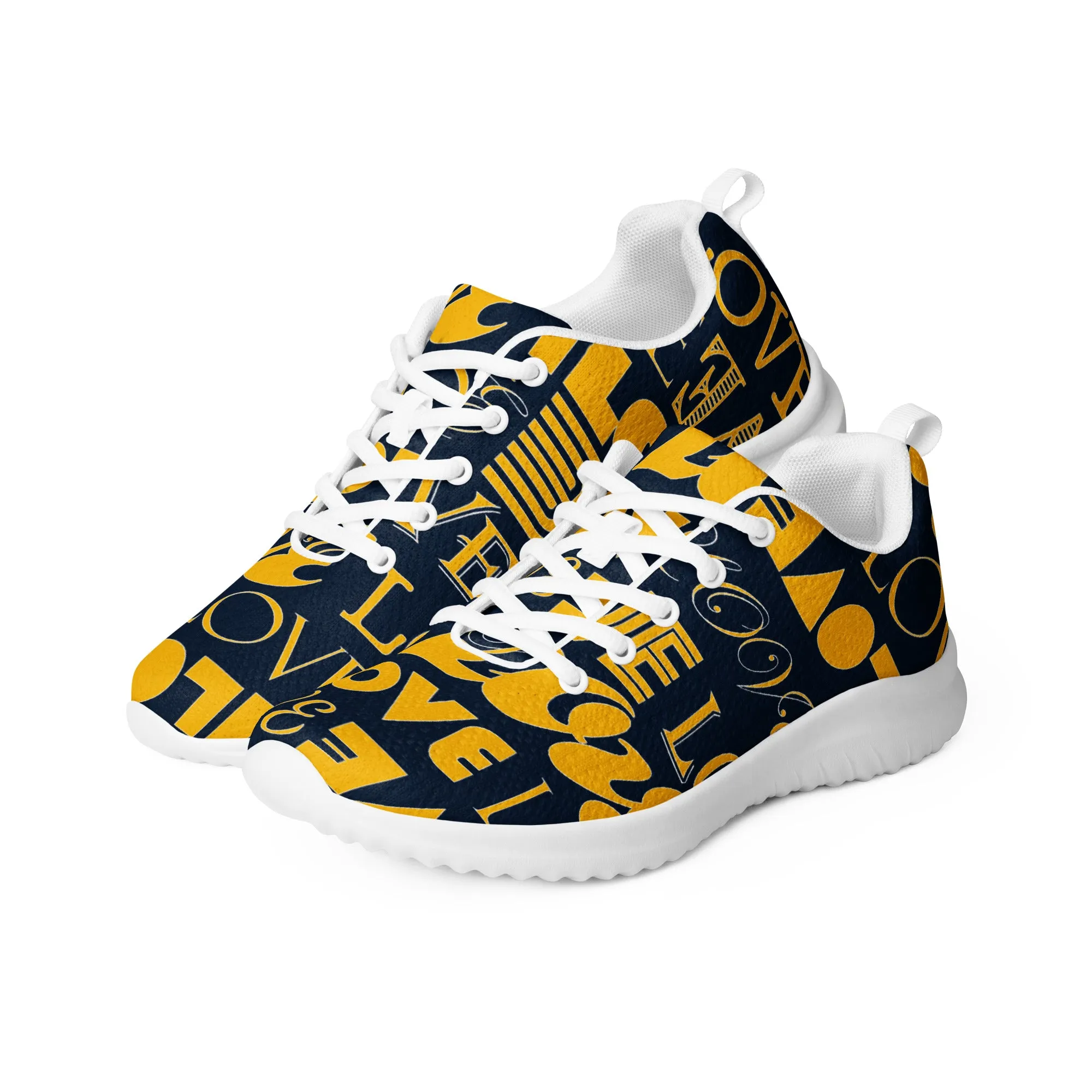 Blue & Gold Love Print Women’s athletic shoes