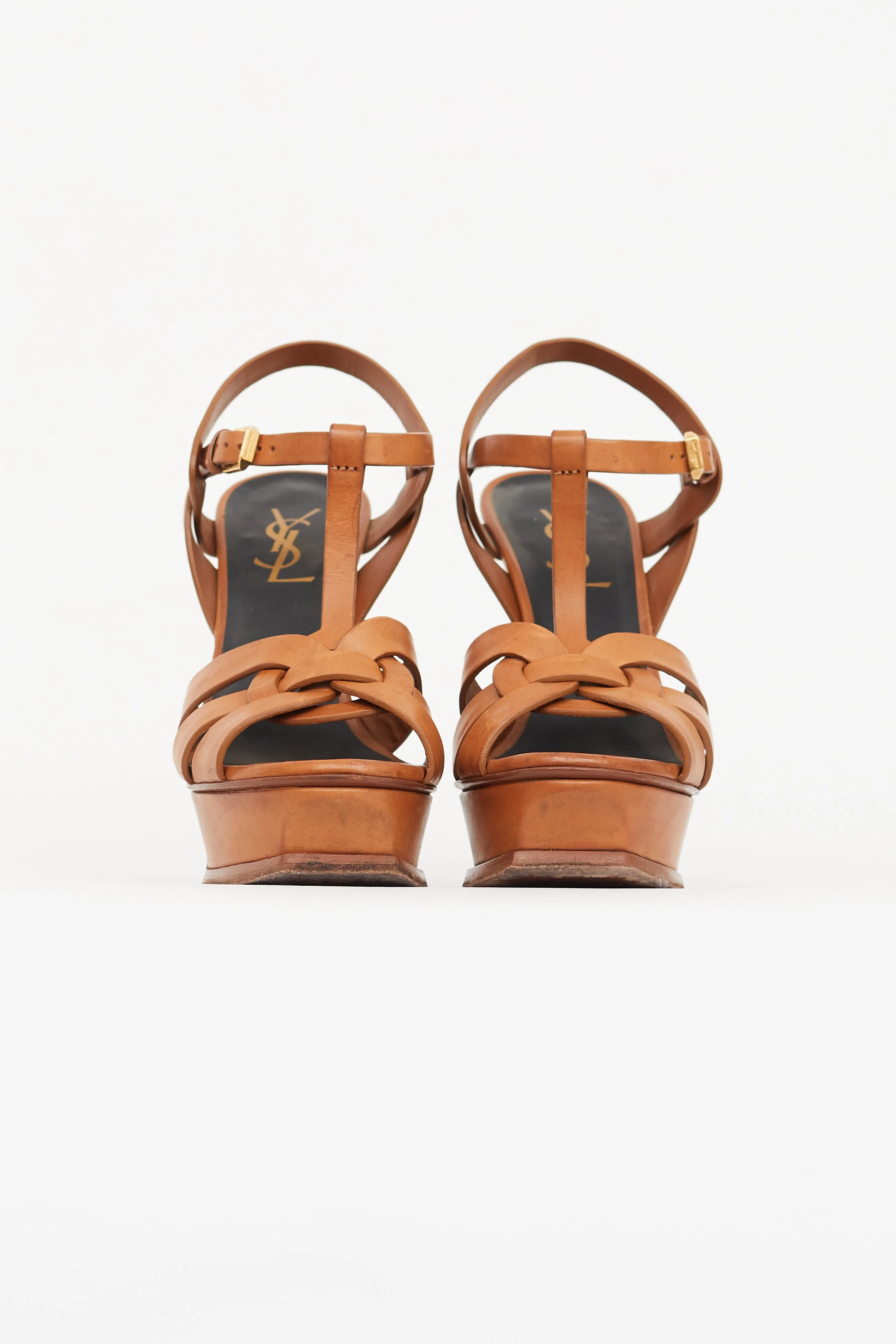 Brown Leather Tribute Platform Heel