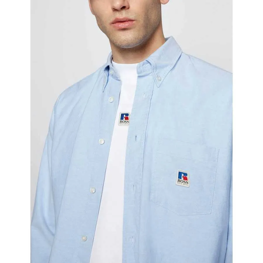 Chemise en Coton Oxford Bleu | BOSS x Russell Athletic à Toulouse