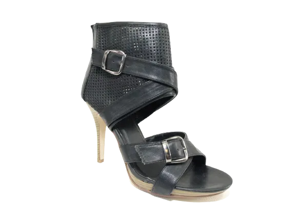 Damen High Heels Abendschuhe Pumps Riemen Black # 3559