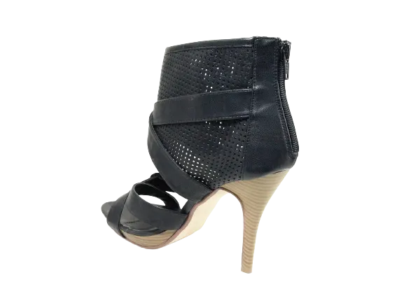 Damen High Heels Abendschuhe Pumps Riemen Black # 3559
