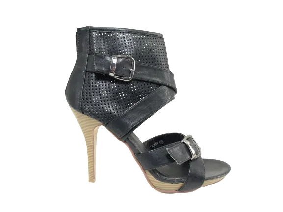 Damen High Heels Abendschuhe Pumps Riemen Black # 3559