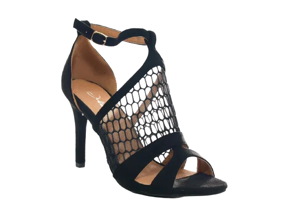 Damen High Heels Abendschuhe Pumps Riemen Black # 66-8