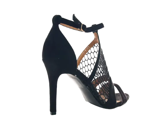 Damen High Heels Abendschuhe Pumps Riemen Black # 66-8