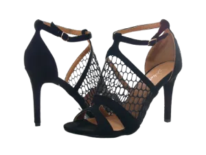 Damen High Heels Abendschuhe Pumps Riemen Black # 66-8