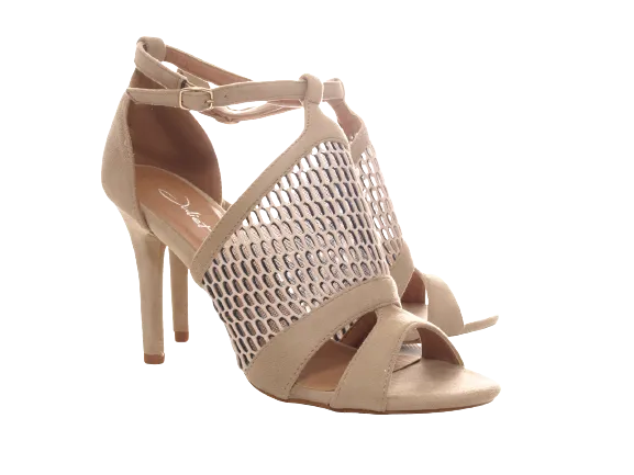 Damen High Heels Abendschuhe Pumps Riemen Off White # 66-8