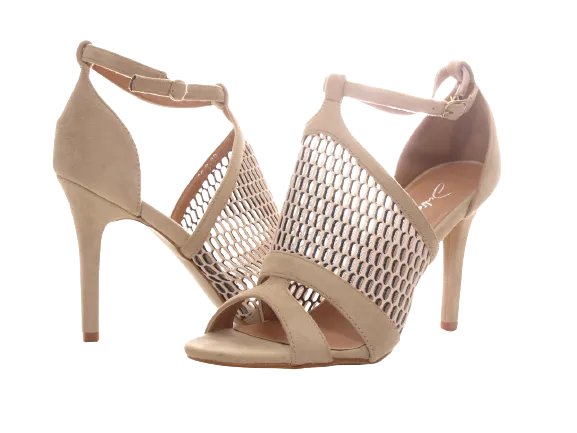 Damen High Heels Abendschuhe Pumps Riemen Off White # 66-8