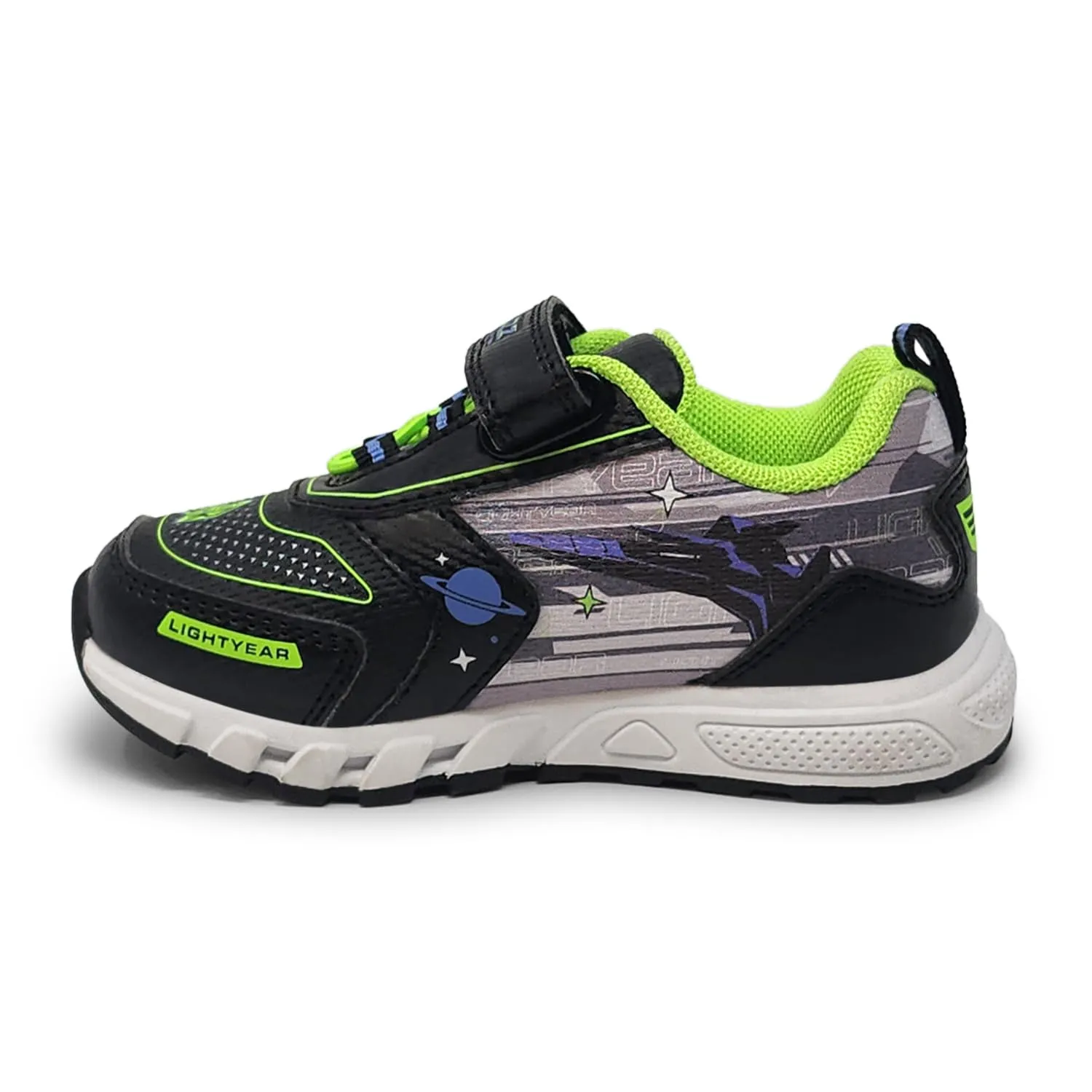 Disney Buzz Lightyear Lighted Athletic Sneaker Light Up Shoes Children with Adjustable Strap (Toddler, Little Kid), Black