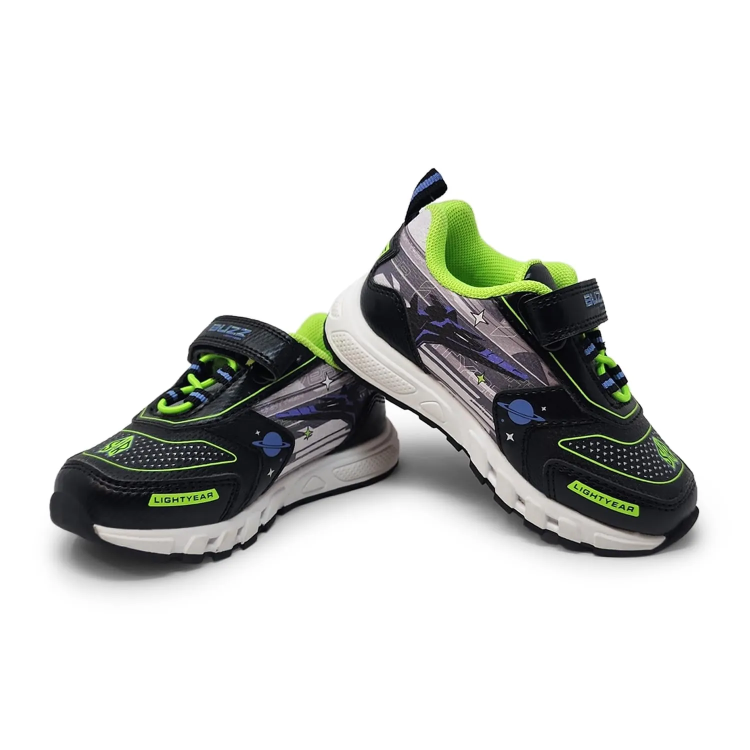Disney Buzz Lightyear Lighted Athletic Sneaker Light Up Shoes Children with Adjustable Strap (Toddler, Little Kid), Black