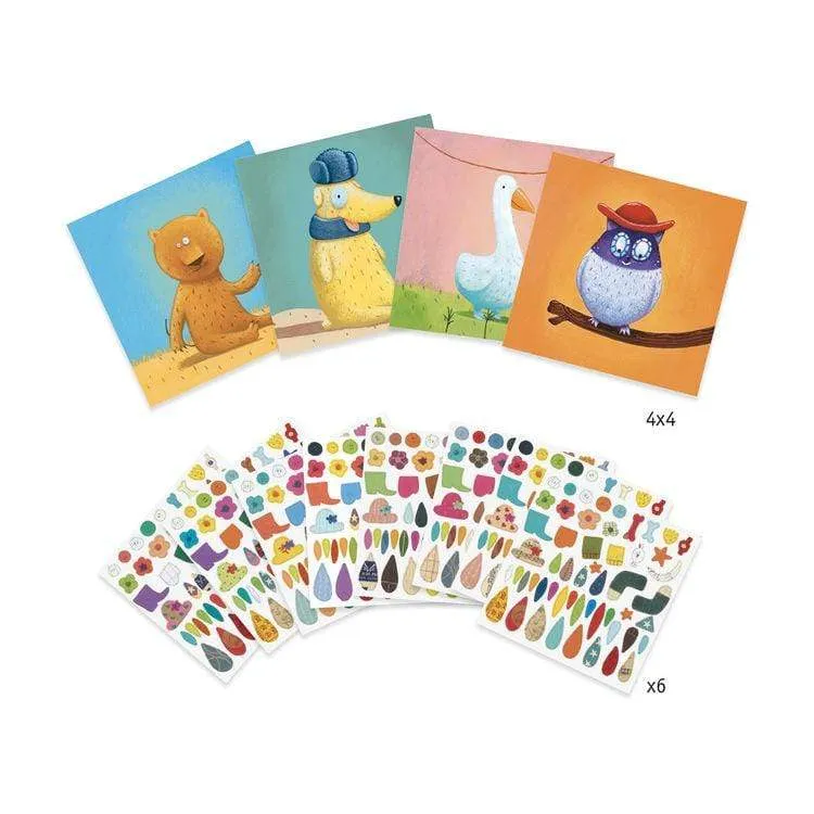 Djeco DJ08932 Create with Stickers Animals