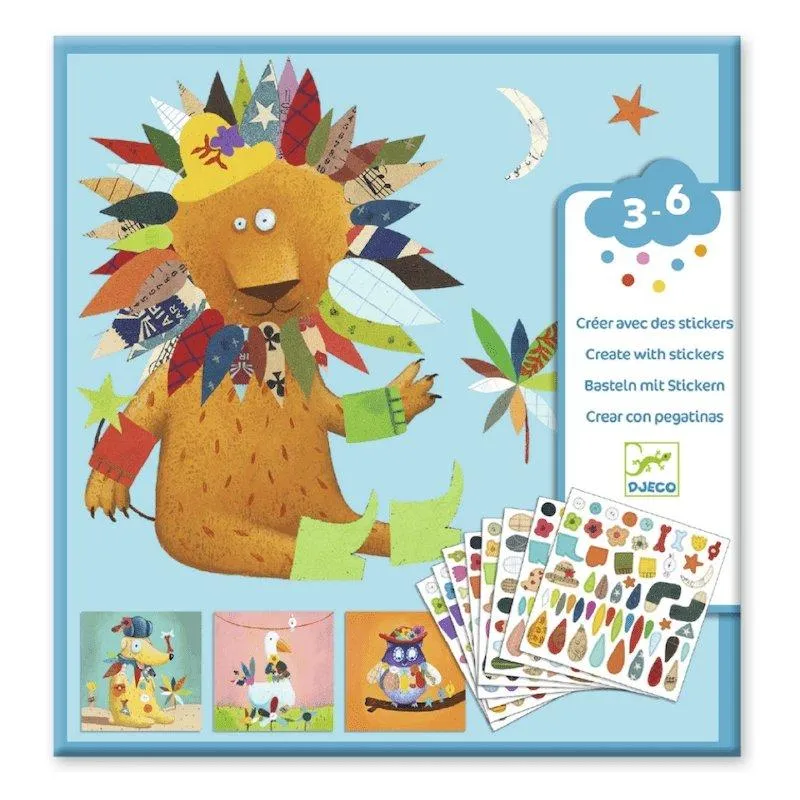 Djeco DJ08932 Create with Stickers Animals