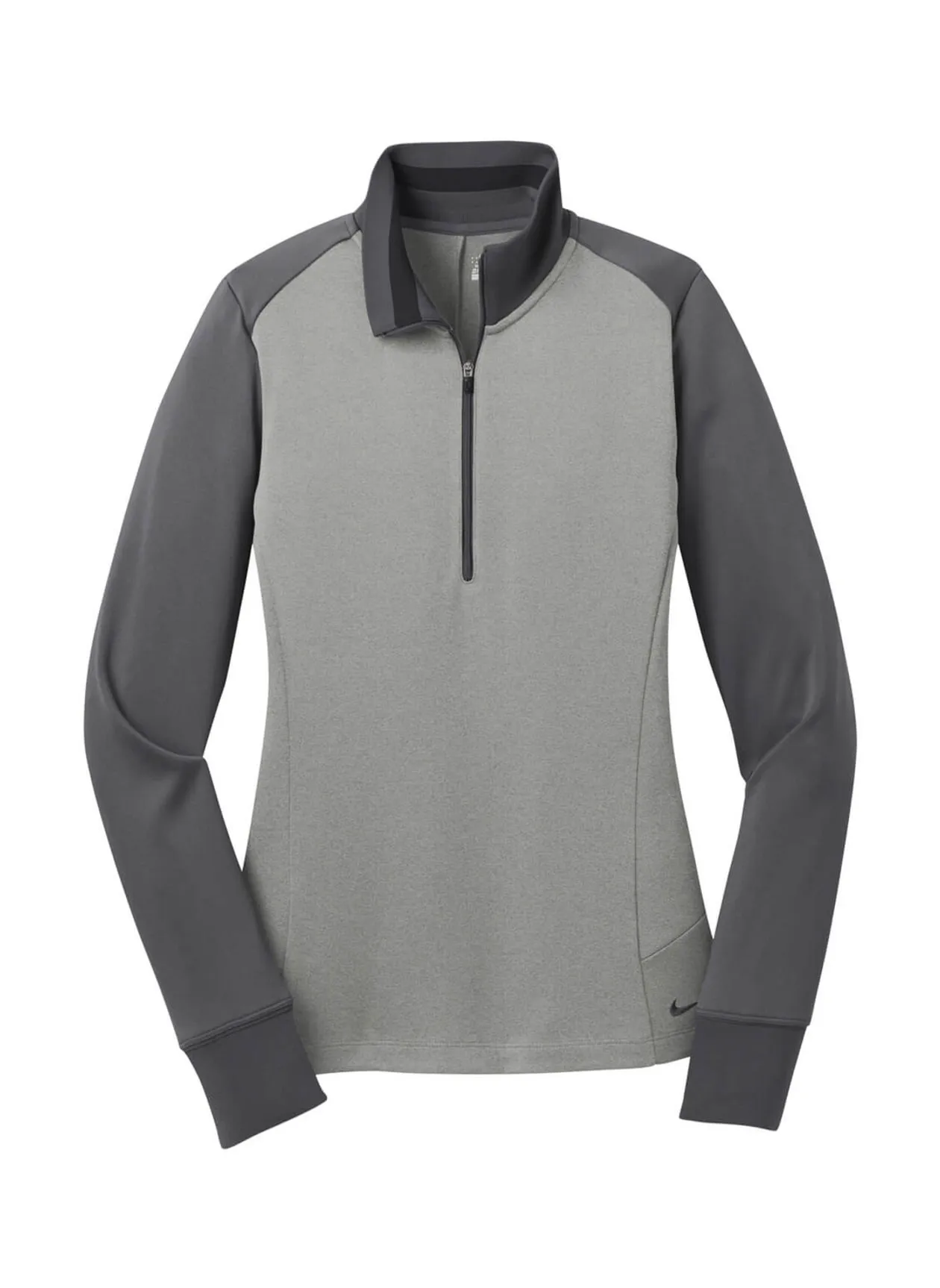 Embroidered Women&#x27;s Nike Athletic Grey Heather / Dark Grey Dri-FIT Half-Zip 