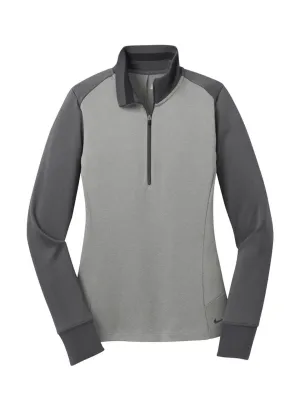Embroidered Women&#x27;s Nike Athletic Grey Heather / Dark Grey Dri-FIT Half-Zip 