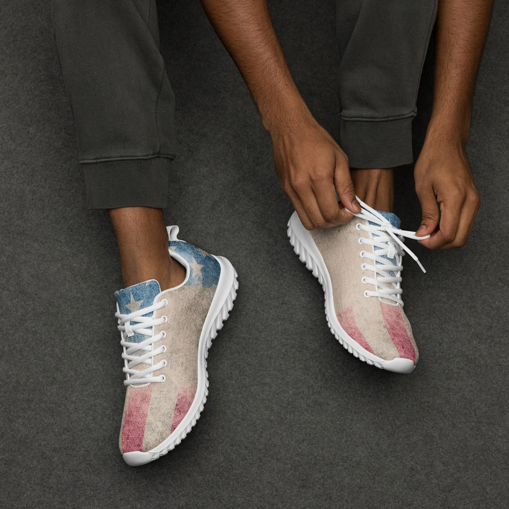 Faded GRunge American Flag Men’s athletic shoes