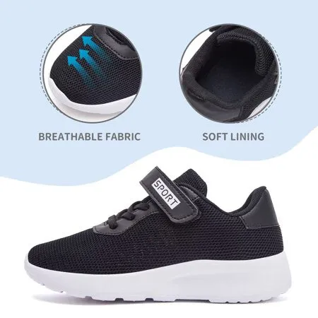 HOBIBEAR Girls Sneakers Kids Lightweight Athletic Running Shoes for Little Kid/Big kidBlack,