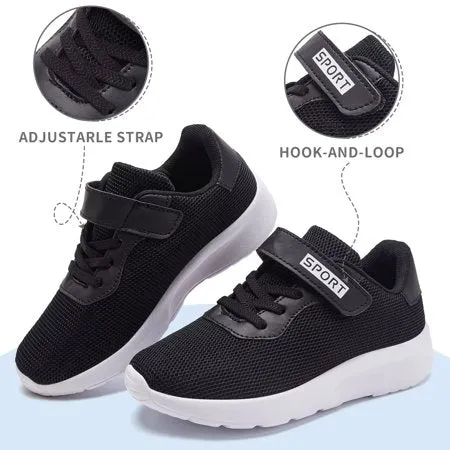 HOBIBEAR Girls Sneakers Kids Lightweight Athletic Running Shoes for Little Kid/Big kidBlack,
