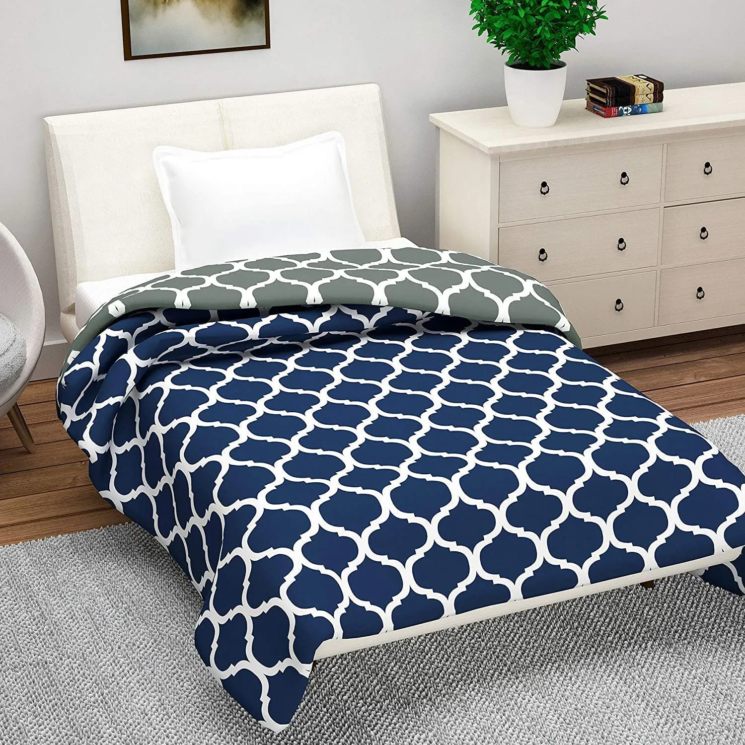 J SHREE Poly Cotton Flower Print Single Bed Reversible Blanket/Dohar/Blanket/Dohar/QuiltFor Home